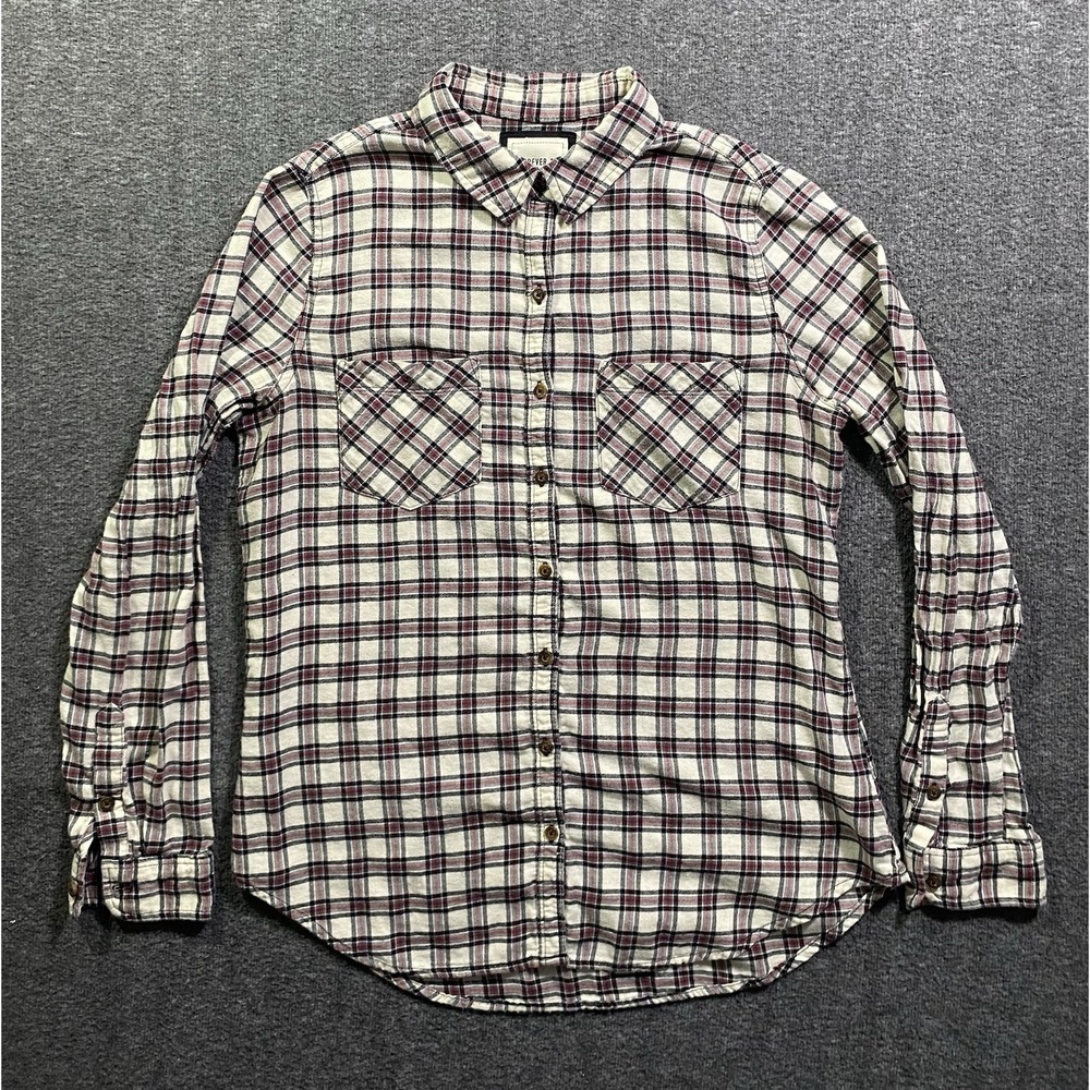 Forever 21 Los Angeles Co Long Sleeve Button Plaid Shirt Blue Purple Size M